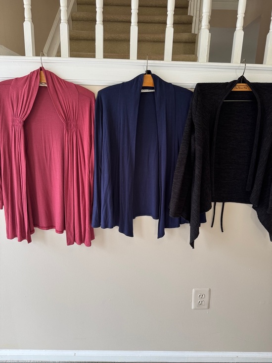 Sweaters - Bundle of Three Open-Front Cardigan Sweater - Mauve, Navy & Black
